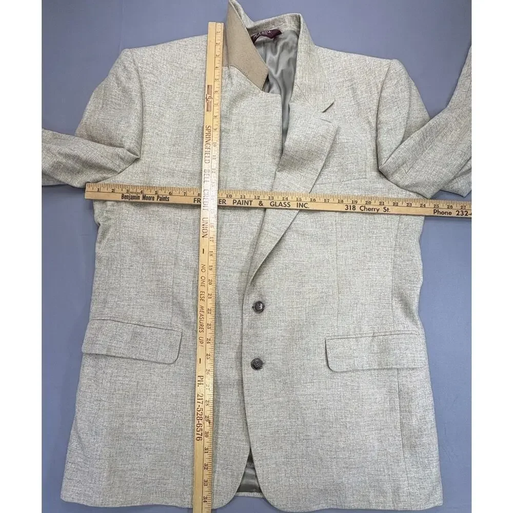 Jos A Bank 46L Men’s Wool Sport Coat Blazer Gold Khaki Poland Classic No Vent - Picture 7 of 13
